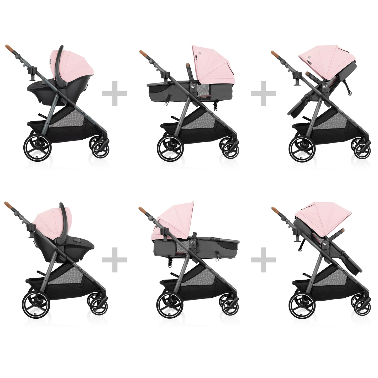 Evenflo - Shyft Intuiti Travel System with Revolve180 LiteMax NXT Rotational Infant Car Seat - Amaranth Pink